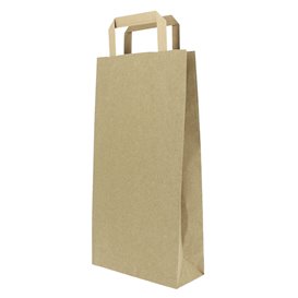 Paper Bottle Bag with Handles Kraft 19+8x37cm (250 Units)