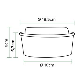 Paper Kraft-Kraft Soup Bowl with PP Lid 1000ml (200 Units)
