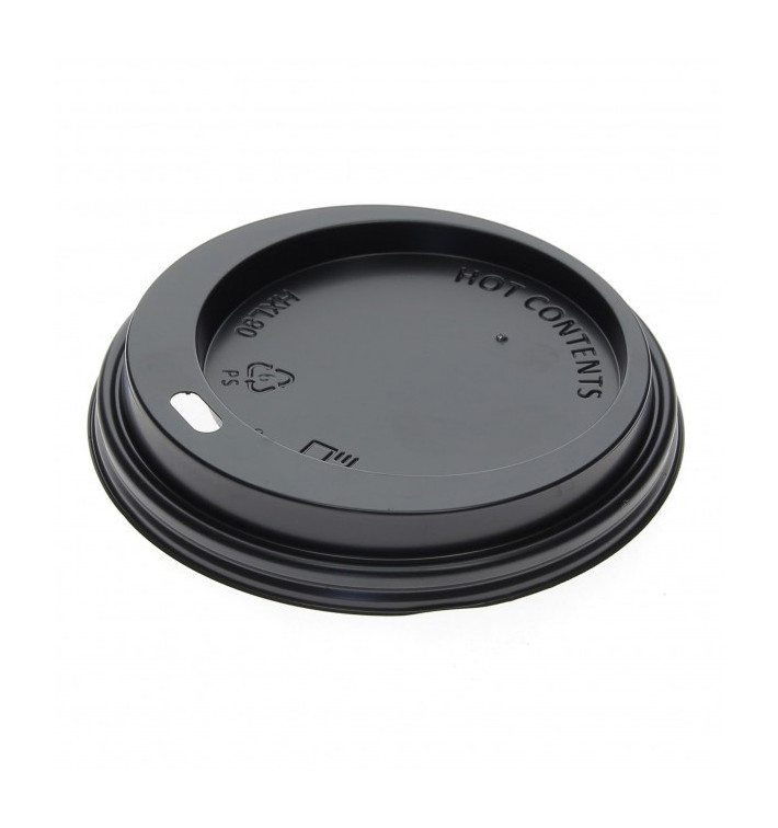 Lid for Paper Cup Hole Black Carton 8, 9, 12 Oz Ø8,0cm (1000 Units) Lid for Paper Cup Hole Black Carton 8, 9, 12 Oz Ø8,0cm (1000 Units)