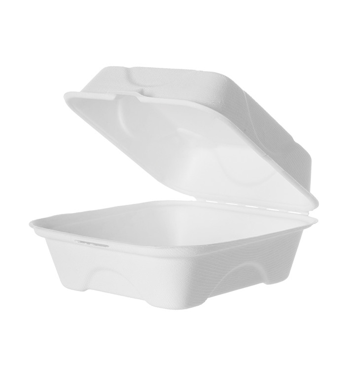 Sugarcane Burger Box White 15x15x8cm (50 Units) Sugarcane Burger Box White 15x15x8cm (50 Units)