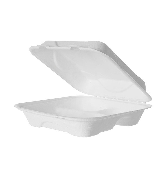 Sugarcane Hinged Container White 3C 23x15x7,5cm (200 Units) Sugarcane Hinged Container White 3C 23x15x7,5cm (200 Units)