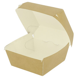 Paperboard Burger Box Kraft Double Closing 11x11x7,5cm (50 Units)