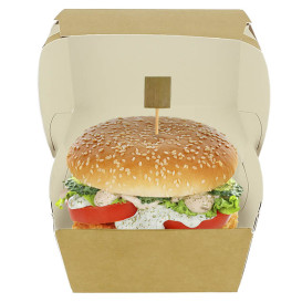 Paperboard Burger Box Kraft Double Closing 11x11x7,5cm (50 Units)