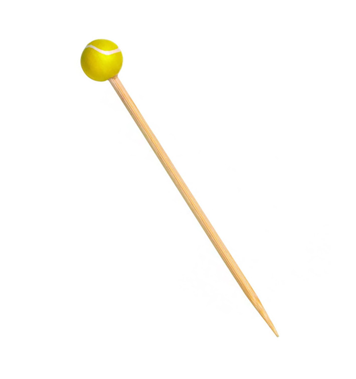 Bamboo Food Pick Tennis Design 12cm (100 Units) Bamboo Food Pick Tennis Design 12cm (100 Units)