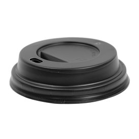 Lid with Hole for Paper Cup 7Oz Black Ø7,2cm (100 Units)