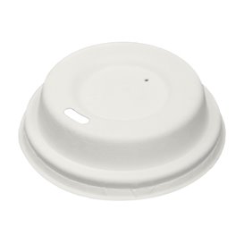 Lid with Hole of Moulded Cellulose Fibre White Ø6,2cm (50 Units)