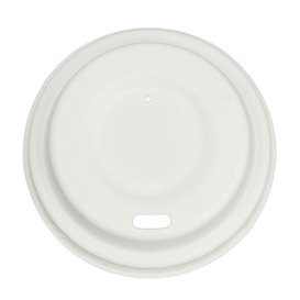 Lid with Hole of Moulded Cellulose Fibre White Ø6,2cm (50 Units)