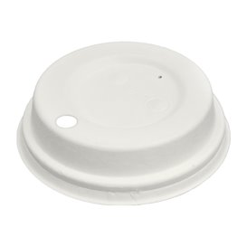 Lid with Hole of Moulded Cellulose Fibre White Ø8cm (1.800 Units)