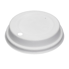 Lid with Hole of Moulded Cellulose Fibre White Ø9cm (50 Units)