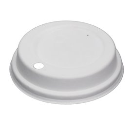 Lid with Hole of Moulded Cellulose Fibre White Ø9cm (1.200 Units)