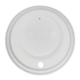 Lid with Hole of Moulded Cellulose Fibre White Ø9cm (1.200 Units)