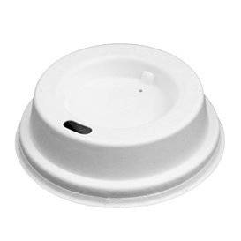 Lid with Hole of Moulded Cellulose Fibre White Ø7,0cm (60 Units)