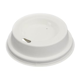 Lid with Hole of Moulded Cellulose Fibre White Ø7,0cm (60 Units)