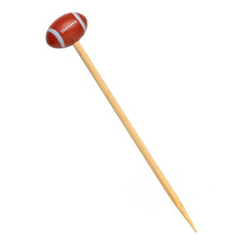 Bamboo Food Pick Rugby Design 12cm (100 Units)  