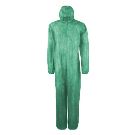 Disposable Plastic Coverall "TST" PP Hood Zipper Size XL Green (25 Units)