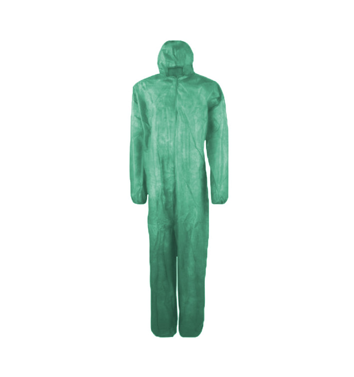 Disposable Plastic Coverall "TST" PP Hood Zipper Size XL Green (25 Units) Disposable Plastic Coverall "TST" PP Hood Zipper Size XL Green (25 Units)
