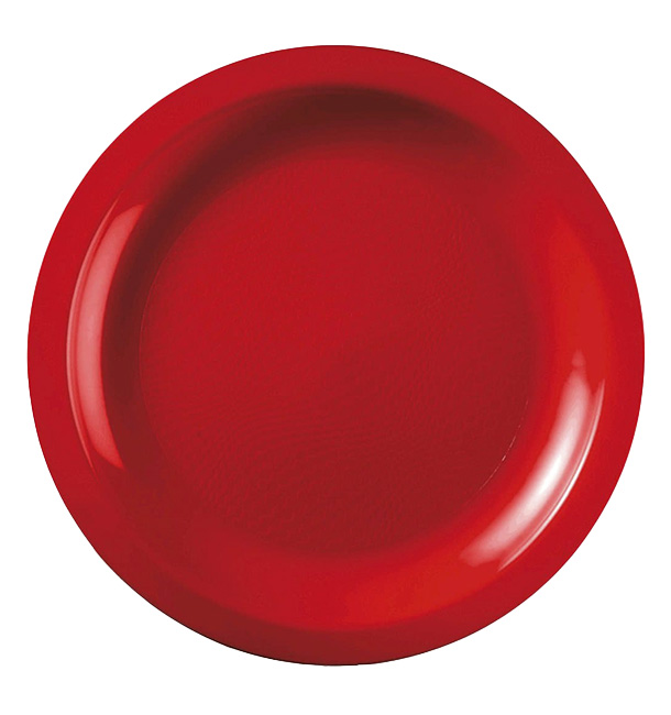 Plastic Plate Flat Red "Round" PP Ø18,5cm (600 Units)