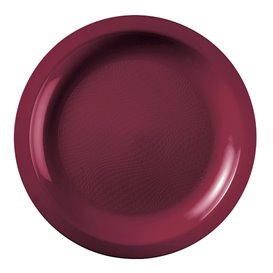 Plastic Plate Flat Burgundy "Round" PP Ø18,5cm (600 Units)
