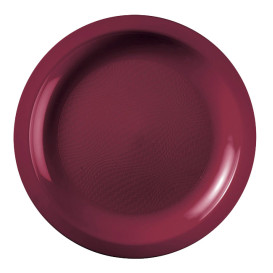 Plastic Plate Flat Burgundy "Round" PP Ø18,5cm (600 Units)