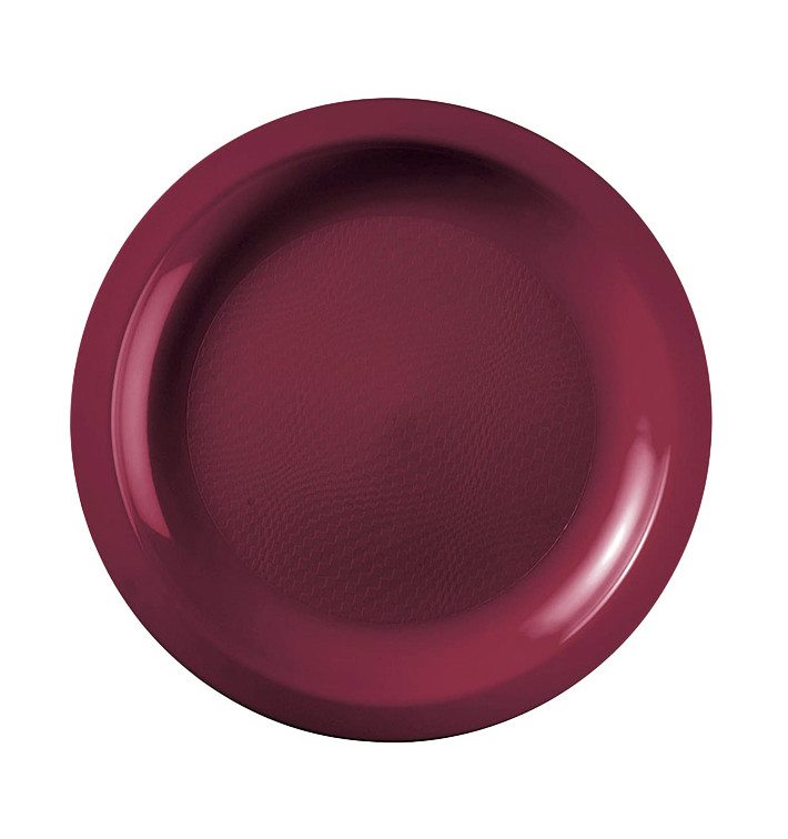 Plastic Plate Flat Burgundy "Round" PP Ø18,5cm (50 Units) Plastic Plate Flat Burgundy "Round" PP Ø18,5cm (50 Units)