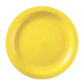 Plastic Plate Flat Yellow "Round" PP Ø18,5cm (25 Units)