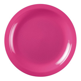 Plastic Plate Flat Fuchsia "Round" PP Ø18,5cm (50 Units) 