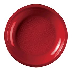 Plastic Plate Flat Red "Round" PP Ø22 cm (25 Units) 