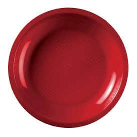 Plastic Plate Flat Red "Round" PP Ø22 cm (25 Units) 