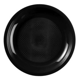 Plastic Plate Flat Black "Round" PP Ø22 cm (600 Units)