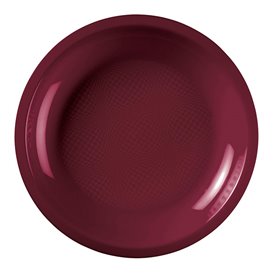 Plastic Plate Flat Burgundy "Round" PP Ø22 cm (50 Units) 