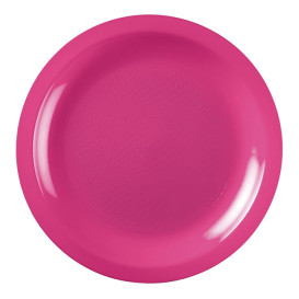 Plastic Plate Flat Fuchsia "Round" PP Ø22 cm (600 Units)