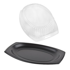 Foam Tray Black with Lid 23x18cm (125 Units) 