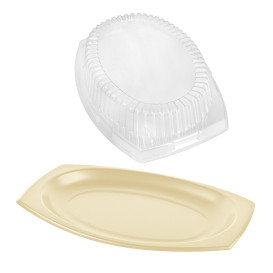 Foam Tray Honey with Lid 23x18cm (125 Units)  