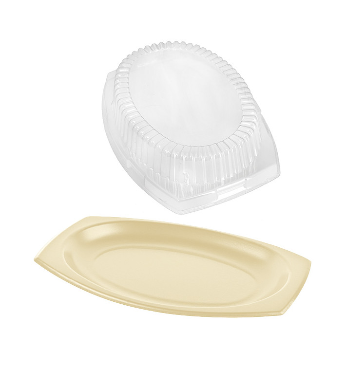 Foam Tray Honey with Lid 23x18cm (125 Units)