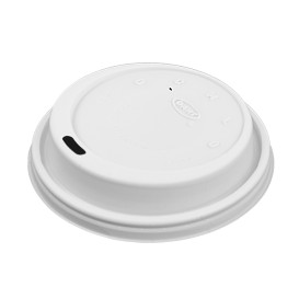 Plastic Lid PS "Cappuccino" White Ø9,4cm (100 Units)  