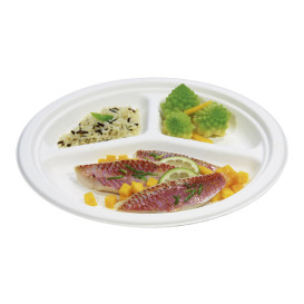 Sugarcane Plate 3C White Ø26 cm (50 Units) 
