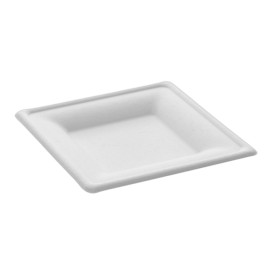 Sugarcane Plate Square shape White 20x20 cm (50 Units) 