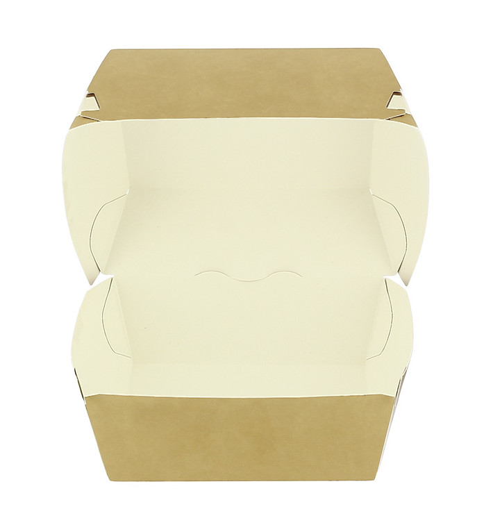 Paperboard Burger Box Kraft XXL Double Closing 13x13x9cm (50 Units) Paperboard Burger Box Kraft XXL Double Closing 13x13x9cm (50 Units)