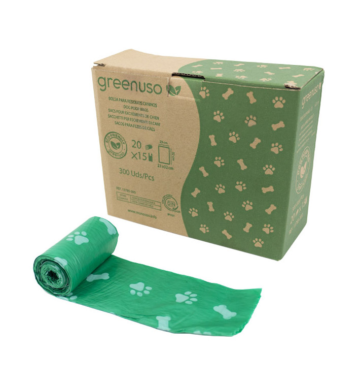 Plastic bag for dog droppings 100% bio 23x32cm (300 units) Plastic bag for dog droppings 100% bio 23x32cm (300 units)