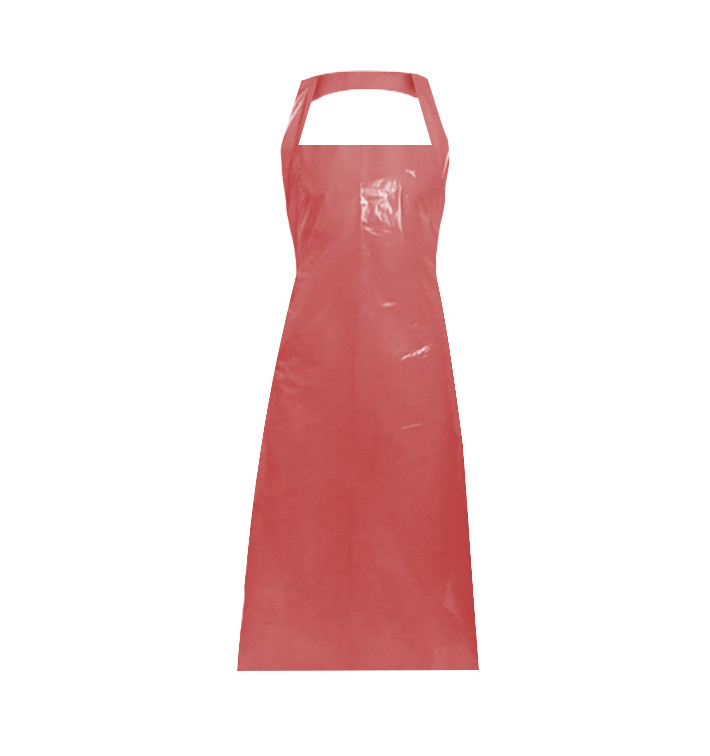 Disposable Plastic Apron PE G80 Red 76x120cm (100 Units) Disposable Plastic Apron PE G80 Red 76x120cm (100 Units)