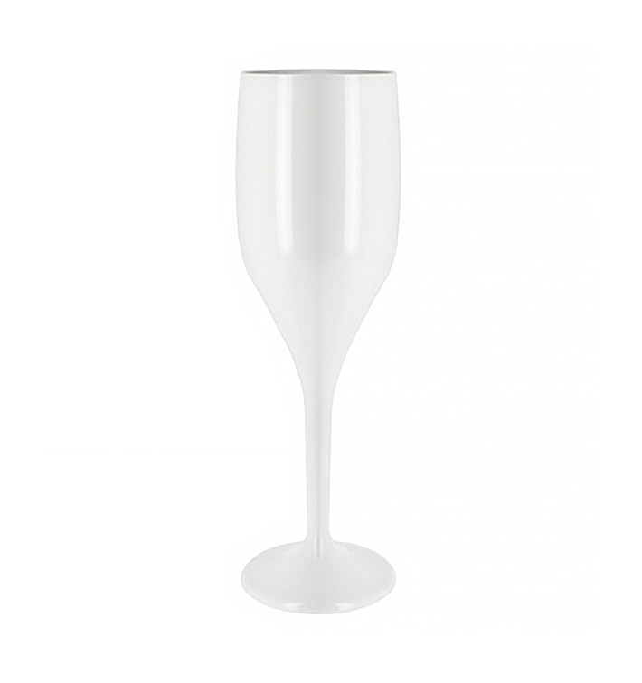 Reusable Plastic Flute Sparkling Wine White SAN 150ml (1 Unit) Reusable Plastic Flute Sparkling Wine White SAN 150ml (1 Unit)