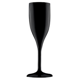 Reusable Plastic Flute Sparkling Wine Black SAN 150ml (6 Units)