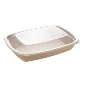 Plastic Lid for Deli Container PP Rectangular shape Black and Creme 23x16,5cm (75 Units)  