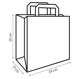 Paper Bag with Handles Kraft Flat 70g/m² 26+18x26cm (50 Units) 