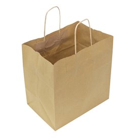 Paper Bag with Handles Kraft Flat 70g/m² 26+18x26cm (50 Units) 