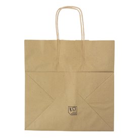 Paper Bag with Handles Kraft Flat 70g/m² 26+18x26cm (250 Units)