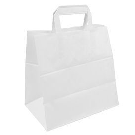 Paper Bag with Handles White Flat 70g/m² 26+18x26cm (50 Units) 