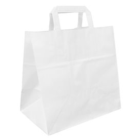 Paper Bag with Handles White Flat 70g/m² 26+18x26cm (50 Units) 