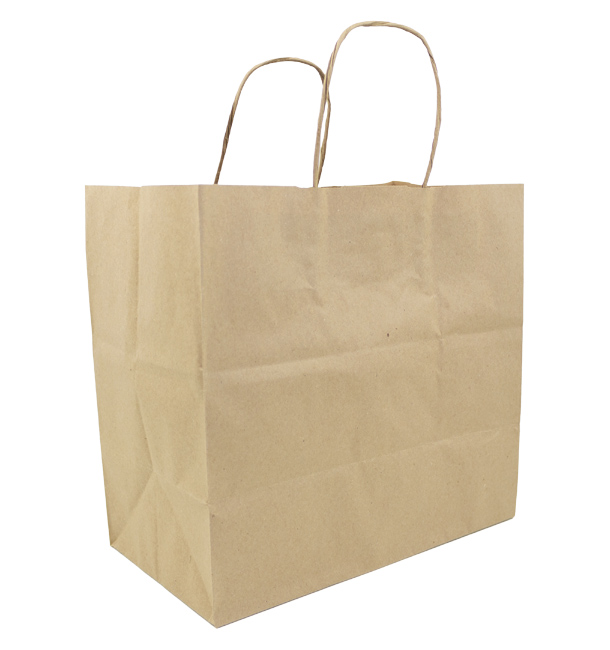 Paper Bag with Handles Kraft Hawanna 100g/m² 28+16x27cm (50 Units) 