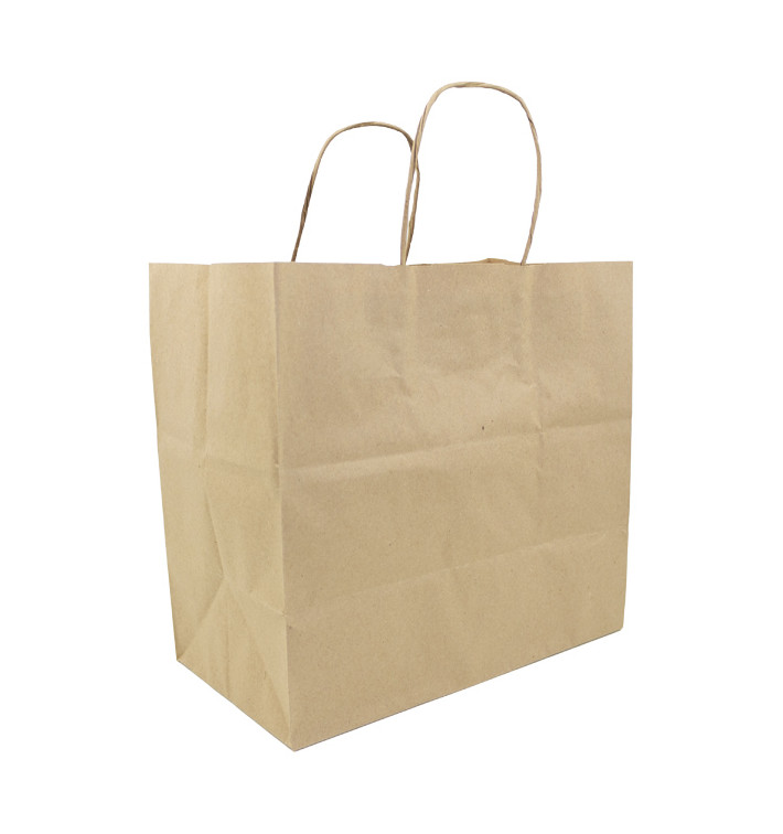 Paper Bag with Handles Kraft Hawanna 100g/m² 28+16x27cm (50 Units) 